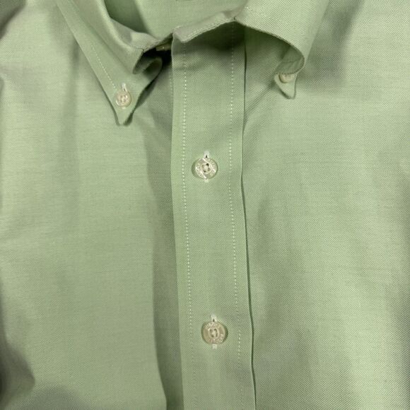 Brooks Brothers Oxford OCBD Button Down Shirt Men Large Green Supima Cotton - Picture 10 of 15